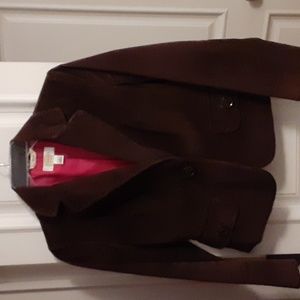 Talbots Short Lined Corduroy Blazer, brown. Size: 2